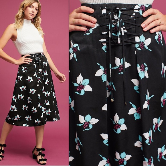 Anthropologie Dresses & Skirts - EUC MAEVE ZADIE ANTHROPOLOGIE SKIRT LACE UP 2